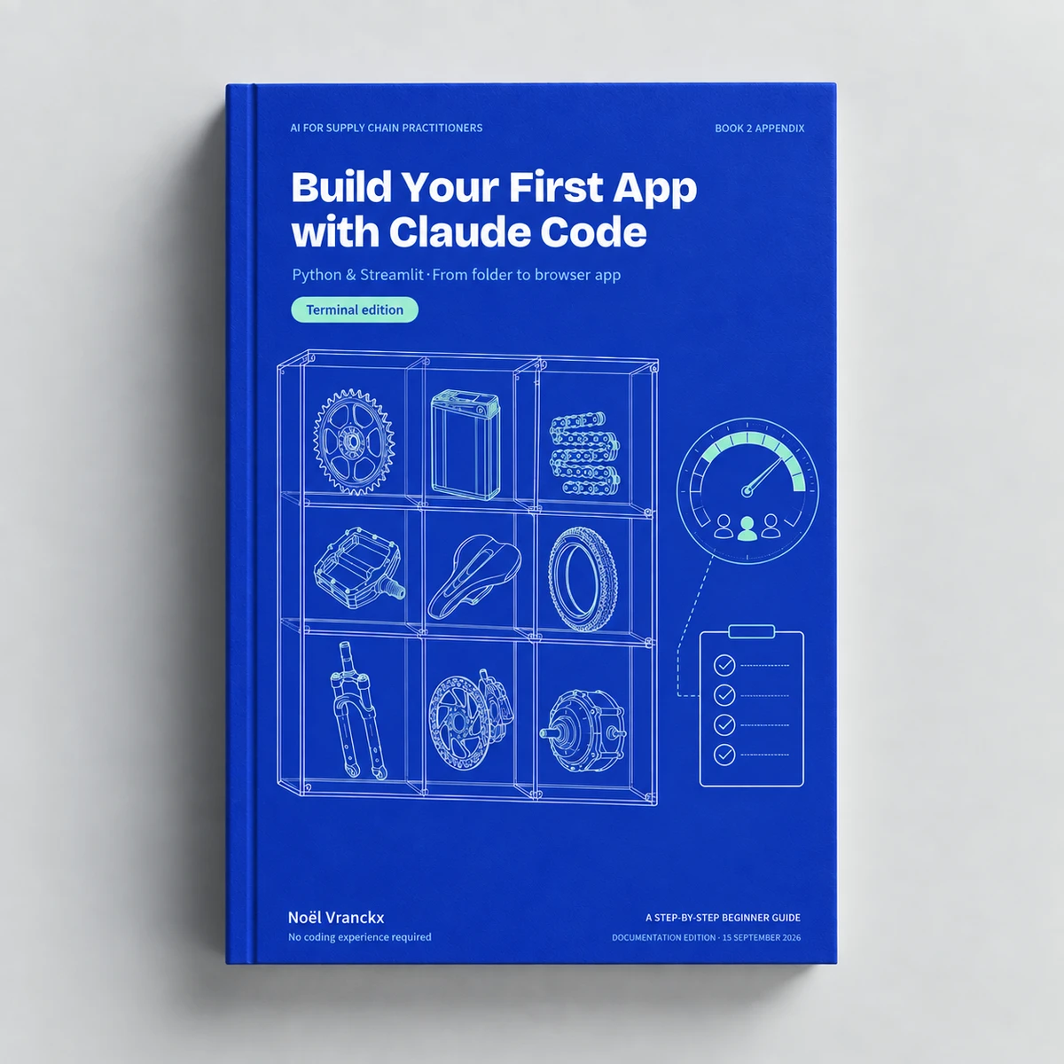 Book mockup of Build Your First App with Claude Code, Python & Streamlit